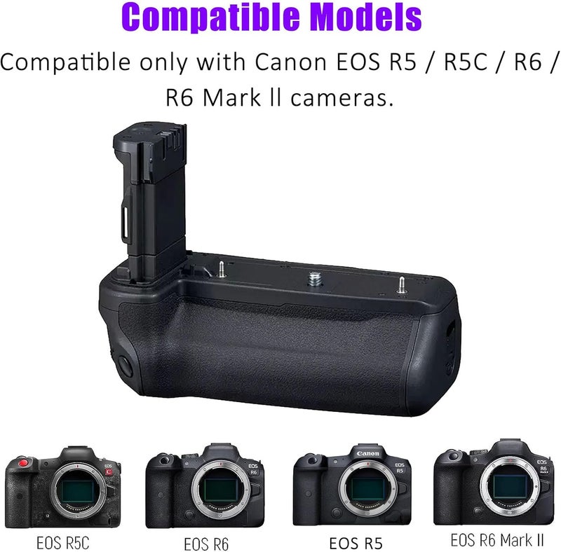 asitoo BG-R10 Vertical Camera Battery Grip for Canon EOS R5 R5C EOS R6 R6 Mark II Camera,Replacement for Canon BG-R10 Battery Grip，Powered by LP-E6/LP-E6N/LP-E6NH Batteries for Stable Vertical Shooting - Image 2